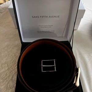 Saks Fifth Avenue Black and Brown Leather Belt Bag